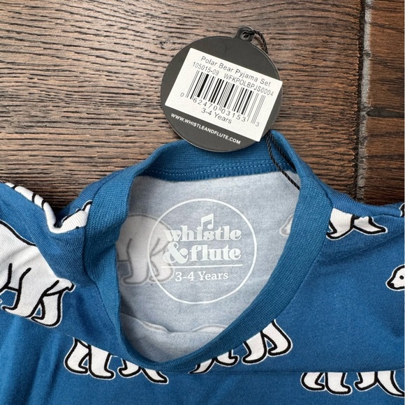 Whistle and Flute Blue Polar Bear Print Kids Pajama Set - Picture 3 of 8